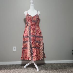 Old Navy Red and Orange Patchwork Midi Dress